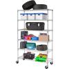 imagePayLessHere  6Tier Wire Shelf with Wheels  48quotx18quotx82quot  Chrome  Adjustable Racks  HeavyDuty Storage Shelves Holds Upto 510 lbs  RustResistant NoTool Assembly  for Home Garage ShelvingChrome