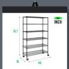 imagePayLessHere  6Tier Wire Shelf with Wheels  48quotx18quotx82quot  Chrome  Adjustable Racks  HeavyDuty Storage Shelves Holds Upto 510 lbs  RustResistant NoTool Assembly  for Home Garage ShelvingBlack