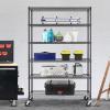 imagePayLessHere  6Tier Wire Shelf with Wheels  48quotx18quotx82quot  Chrome  Adjustable Racks  HeavyDuty Storage Shelves Holds Upto 510 lbs  RustResistant NoTool Assembly  for Home Garage ShelvingBlack