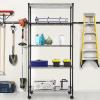 imagePayLessHere  6Tier Wire Shelf with Wheels  48quotx18quotx82quot  Chrome  Adjustable Racks  HeavyDuty Storage Shelves Holds Upto 510 lbs  RustResistant NoTool Assembly  for Home Garage ShelvingBlack