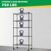 imagePayLessHere  6Tier Wire Shelf with Wheels  48quotx18quotx82quot  Chrome  Adjustable Racks  HeavyDuty Storage Shelves Holds Upto 510 lbs  RustResistant NoTool Assembly  for Home Garage ShelvingBlack