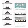 imagePayLessHere  6Tier Wire Shelf with Wheels  48quotx18quotx82quot  Chrome  Adjustable Racks  HeavyDuty Storage Shelves Holds Upto 510 lbs  RustResistant NoTool Assembly  for Home Garage ShelvingBlack