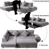 imageSofa Sectional Sofa 2 Piece Modern Contemporary for Living Room Futon Sofa Bed Couches and Sofas Sleeper Sofa Modern Sofa Corner Sofa Faux Leather QueenGrey