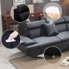 imageSofa Sectional Sofa 2 Piece Modern Contemporary for Living Room Futon Sofa Bed Couches and Sofas Sleeper Sofa Modern Sofa Corner Sofa Faux Leather QueenBlack