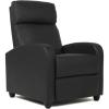 imageFDW Recliner Chair Push Back Sofa Home Theater Seating with Lumbar Support and Leather Padded Seat Backrest for Living RoomBlack
