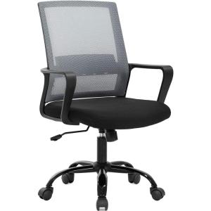 imageBestOffice Swivel Rolling Computer Chair Executive Lumbar Support Task Mesh Chair Adjustable Stool for Women Men BlackGrey