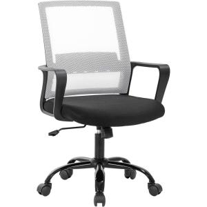 imageBestOffice Swivel Rolling Computer Chair Executive Lumbar Support Task Mesh Chair Adjustable Stool for Women Men BlackWhite