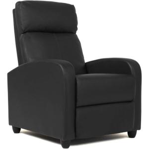 imageFDW Recliner Chair Push Back Sofa Home Theater Seating with Lumbar Support and Leather Padded Seat Backrest for Living RoomBlack