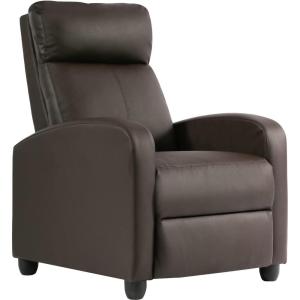 imageFDW Recliner Chair Push Back Sofa Home Theater Seating with Lumbar Support and Leather Padded Seat Backrest for Living RoomBrown