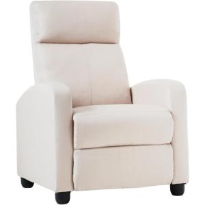 imageFDW Recliner Chair Push Back Sofa Home Theater Seating with Lumbar Support and Leather Padded Seat Backrest for Living RoomFabric Beige