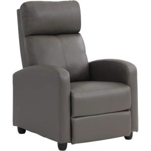 imageFDW Recliner Chair Push Back Sofa Home Theater Seating with Lumbar Support and Leather Padded Seat Backrest for Living RoomGrey