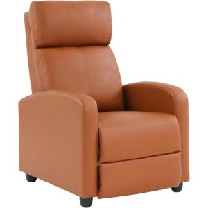 imageFDW Recliner Chair Push Back Sofa Home Theater Seating with Lumbar Support and Leather Padded Seat Backrest for Living RoomTan
