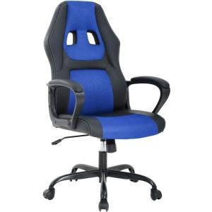 imageOffice Chair PC Gaming Chair Cheap Desk Chair Ergonomic PU Leather Executive Computer Chair Lumbar Support for Women Men BlackBlue