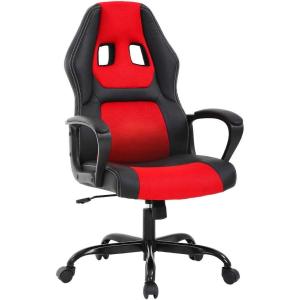 imageOffice Chair PC Gaming Chair Cheap Desk Chair Ergonomic PU Leather Executive Computer Chair Lumbar Support for Women Men BlackRed