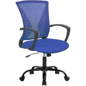 imageOffice Computer Mesh Chair Ergonomic Mid Back Swivel Rolling Desk Chair with Armrest Height Adjustable Lumbar Support x BlackBlue
