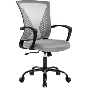 imageOffice Computer Mesh Chair Ergonomic Mid Back Swivel Rolling Desk Chair with Armrest Height Adjustable Lumbar Support x BlackGrey