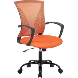 imageOffice Computer Mesh Chair Ergonomic Mid Back Swivel Rolling Desk Chair with Armrest Height Adjustable Lumbar Support x BlackOrange
