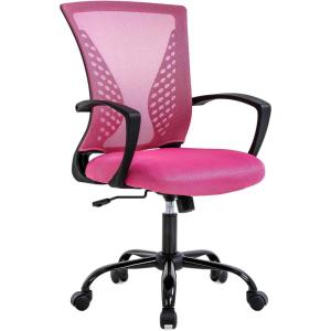 imageOffice Computer Mesh Chair Ergonomic Mid Back Swivel Rolling Desk Chair with Armrest Height Adjustable Lumbar Support x BlackPink