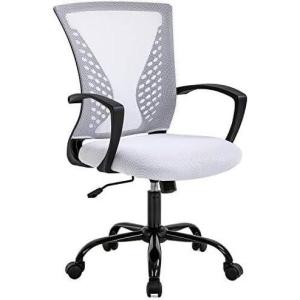 imageOffice Computer Mesh Chair Ergonomic Mid Back Swivel Rolling Desk Chair with Armrest Height Adjustable Lumbar Support x BlackWhite