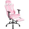 imageBestOffice Ergonomic Office PC Gaming Desk Chair Executive PU Leather Computer Lumbar Support with Footrest Modern Task Rolling Swivel Chair for Women MenWhitePink