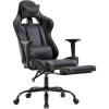 imageBestOffice Ergonomic Office PC Gaming Desk Chair Executive PU Leather Computer Lumbar Support with Footrest Modern Task Rolling Swivel Chair for Women MenWhiteGrey