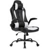 imageBestOffice PC Gaming Chair Ergonomic Office Chair Desk Chair with Lumbar Support Flip Up Arms Headrest PU Leather Executive High Back Computer Chair for Adults Women Men WhiteWhite