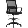imageDrafting Chair Tall Office Chair Adjustable Swivel Rolling Mesh Height with Lumbar Support Arms Footrest Mid Back for Adults Standing Desk Drafting Stool BlackBlack
