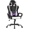 imageGaming Chair Office Chair Racing Chair with Lumbar Support Arms Headrest High Back PU Leather Massage Ergonomic Desk Chair Rolling Swivel Adjustable PC Computer Chair for Women Adults GirlsWhiteWhite