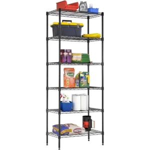 imageBestOffice  6Tier Wire Storage Shelves with Wheels  18x48x77  Chrome  Adjustable Racks  HeavyDuty Metal Shelf Holds Upto 600 lbs  NoTool Assembly  Ideal for Home ampamp Garage ShelvingBlack