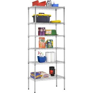 imageBestOffice  6Tier Wire Storage Shelves with Wheels  18x48x77  Chrome  Adjustable Racks  HeavyDuty Metal Shelf Holds Upto 600 lbs  NoTool Assembly  Ideal for Home ampamp Garage ShelvingChrome