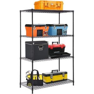 imageBestOffice 4Tier Wire Shelving Unit Steel Large Metal Shelf Organizer Garage Storage Shelves Heavy Duty NSF Certified Commercial Grade Height Adjustable Metal Rack 4000 LBS Capacity BlackBlack