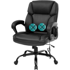 imageBestOffice Big and Tall Office Chair 400lbs Heavy Duty Metal Base Ergonomic Massage Desk Chair with Lumbar Support Arms High Back PU Leather Executive Task Computer Chair for Home Office27D x 28W x 43H