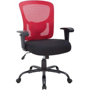 imageBestOffice Big and Tall Office Chair 500lbs Desk Chair Mesh Computer Chair with Lumbar Support Wide Seat High Back Task Executive Ergonomic Chair for Home Office BlackRose Red