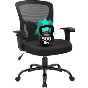 imageBestOffice Big and Tall Office Chair 500lbs Desk Chair Mesh Computer Chair with Lumbar Support Wide Seat High Back Task Executive Ergonomic Chair for Home Office BlackBlack
