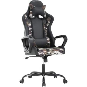 imageBestOffice HighBack Gaming Chair PC Office Chair Computer Racing Chair PU Desk Task Chair Ergonomic Executive Swivel Rolling Chair with Lumbar Support for Back Pain Women MenWhiteCamo