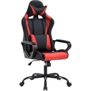 imageBestOffice HighBack Gaming Chair PC Office Chair Computer Racing Chair PU Desk Task Chair Ergonomic Executive Swivel Rolling Chair with Lumbar Support for Back Pain Women MenWhiteRed