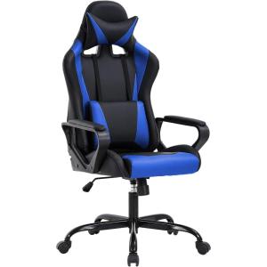 imageBestOffice HighBack Gaming Chair PC Office Chair Computer Racing Chair PU Desk Task Chair Ergonomic Executive Swivel Rolling Chair with Lumbar Support for Back Pain Women MenWhiteBlue