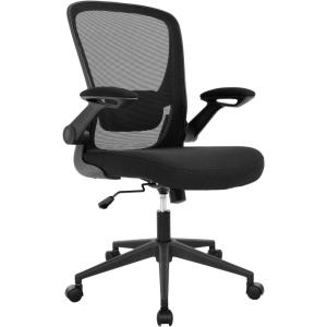 imageBestOffice Office Chair Ergonomic Desk Chair Mesh Computer Chair Swivel Rolling Mid Back Task Chair with Lumbar Support Flipup Arms Massage Adjustable Chair for Women AdultsBlackBlack