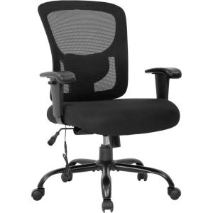 imageBig and Tall Office Chair 400lbs Wide Seat Mesh Desk Chair Massage Rolling Swivel Ergonomic Computer Chair with Lumbar Support Adjustable Arms Task Chair for Heavy PeopleBlack