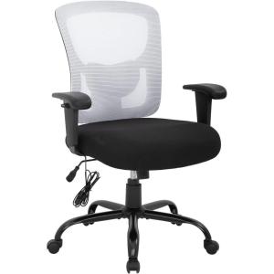 imageBig and Tall Office Chair 400lbs Wide Seat Mesh Desk Chair Massage Rolling Swivel Ergonomic Computer Chair with Lumbar Support Adjustable Arms Task Chair for Heavy PeopleWhite