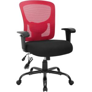 imageBig and Tall Office Chair 400lbs Wide Seat Mesh Desk Chair Massage Rolling Swivel Ergonomic Computer Chair with Lumbar Support Adjustable Arms Task Chair for Heavy PeopleRed