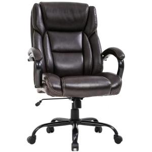 imageBig and Tall Office Chair 500lbs Wide Seat Ergonomic Desk Chair Task High Back Executive Chair Rolling Swivel PU Computer Chair with Lumbar Support Armrest Adjustable Chair for Heavy People BrownBrown