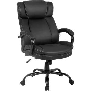 imageBig and Tall Office Chair 500lbs Wide Seat Ergonomic PU Leather Desk Chair Adjustable Rolling Swivel Executive Computer Chair with Lumbar Support Headrest Task Office Chairs for Heavy People Black