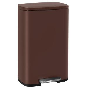 imageFDW 13 Gallon50 L Garbage Can Kitchen Trash Can with Lid for Office Bedroom Bathroom Step Trash Bin FingerprintProof Brushed Stainless Steel 13 Gallon  50 LiterBrown