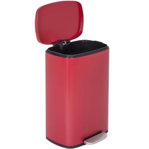imageFDW 13 Gallon50 L Garbage Can Kitchen Trash Can with Lid for Office Bedroom Bathroom Step Trash Bin FingerprintProof Brushed Stainless Steel 13 Gallon  50 LiterRed