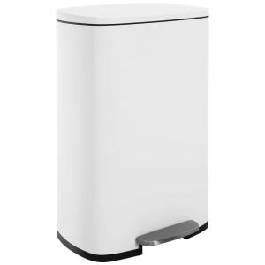 imageFDW 13 Gallon50 L Garbage Can Kitchen Trash Can with Lid for Office Bedroom Bathroom Step Trash Bin FingerprintProof Brushed Stainless Steel 13 Gallon  50 LiterWhite