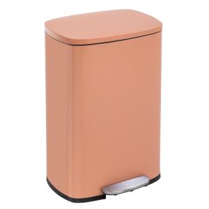 imageFDW 13 Gallon50 L Garbage Can Kitchen Trash Can with Lid for Office Bedroom Bathroom Step Trash Bin FingerprintProof Brushed Stainless Steel 13 Gallon  50 LiterPink