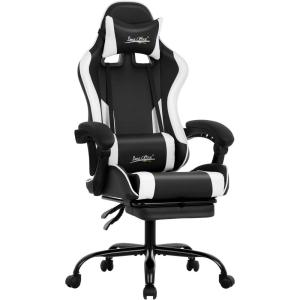 imageGaming Chair Office Chair Desk Chair with Footrest Lumbar Support Headrest Armrest Task Rolling Swivel Ergonomic ESports Adjustable PC Gamer Chair WhiteWhite