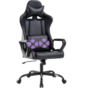 imageGaming Chair Office Chair Racing Chair with Lumbar Support Arms Headrest High Back PU Leather Massage Ergonomic Desk Chair Rolling Swivel Adjustable PC Computer Chair for Women Adults GirlsWhiteBlack