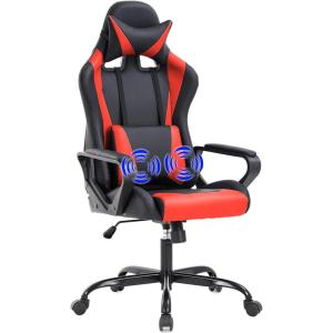 imageGaming Chair Office Chair Racing Chair with Lumbar Support Arms Headrest High Back PU Leather Massage Ergonomic Desk Chair Rolling Swivel Adjustable PC Computer Chair for Women Adults GirlsWhiteRed